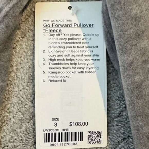 Lululemon Go Forward Fleece Funnel Neck Gray Pullover Size 6 - Picture 2 of 10